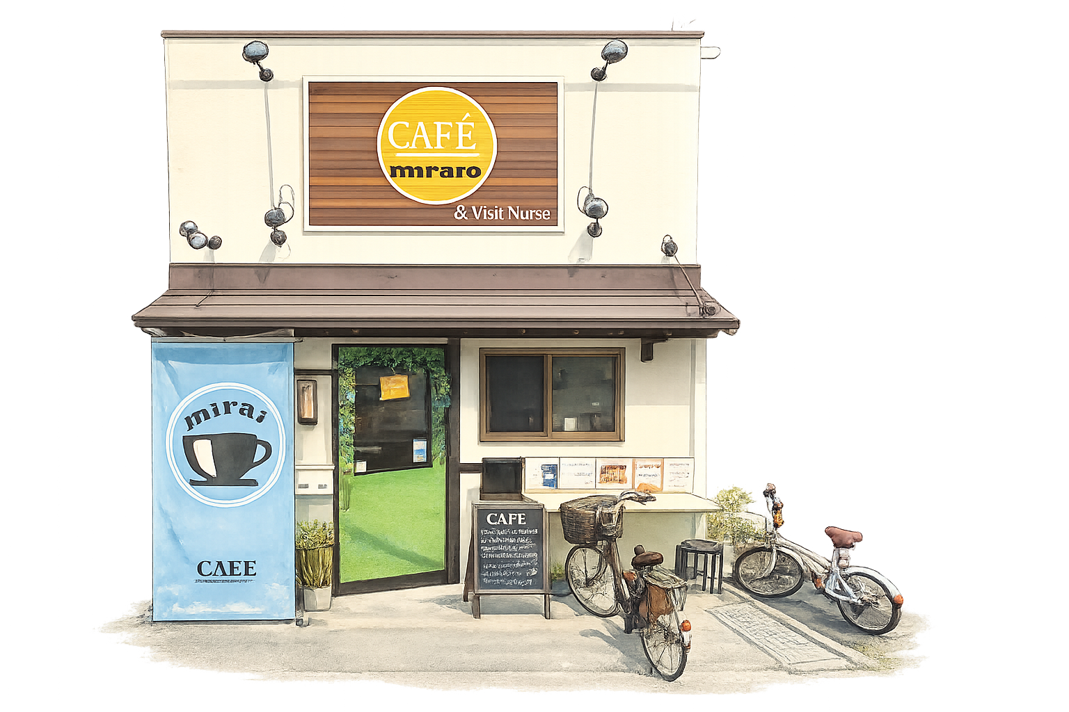 CAFÉ mirai 外観スケッチ